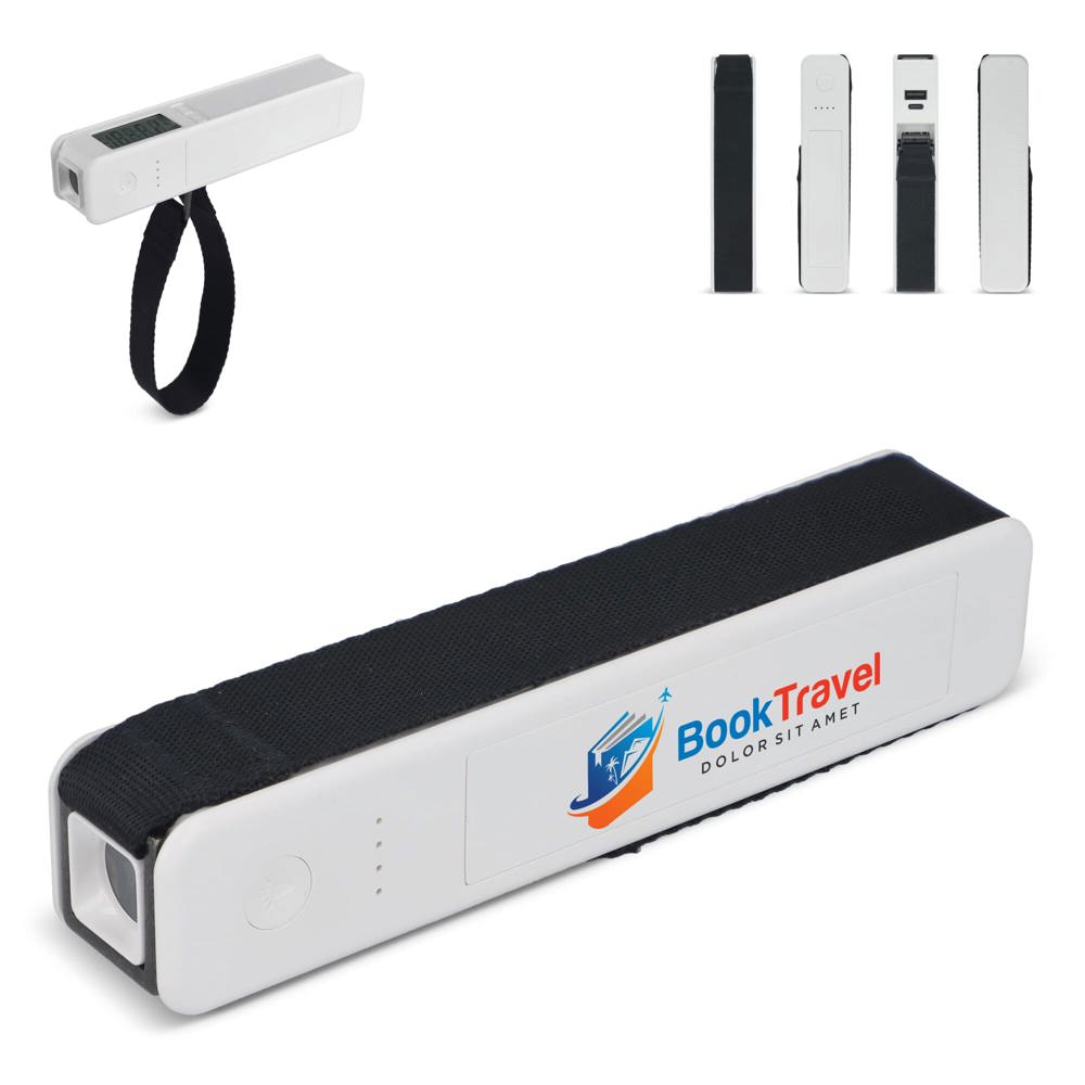 5-in-1 Travel Powerbank 2600 mAh - Kofferwaage - Taschenlampe - Lineal - Temperaturmesser