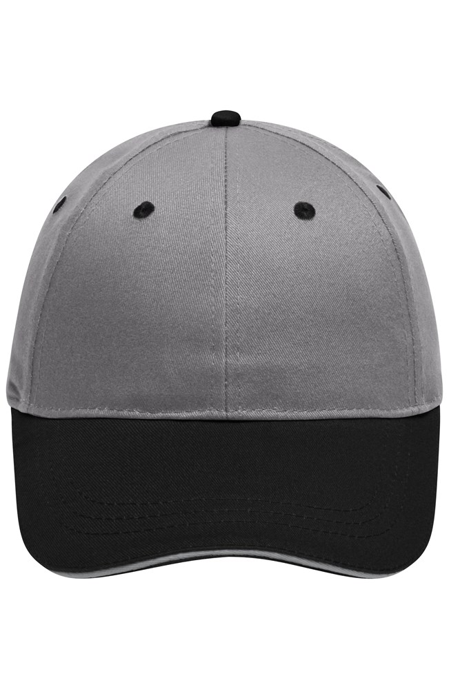 6 Panel Brushed Sandwich Cap - Light-grey/black/light-grey (ca. Pantone 400C
blackC)